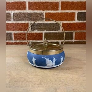 Wedgwood Etruria Blue Jasperware Butter/Sugar Sacrifice‎ Figures (c.1910s)